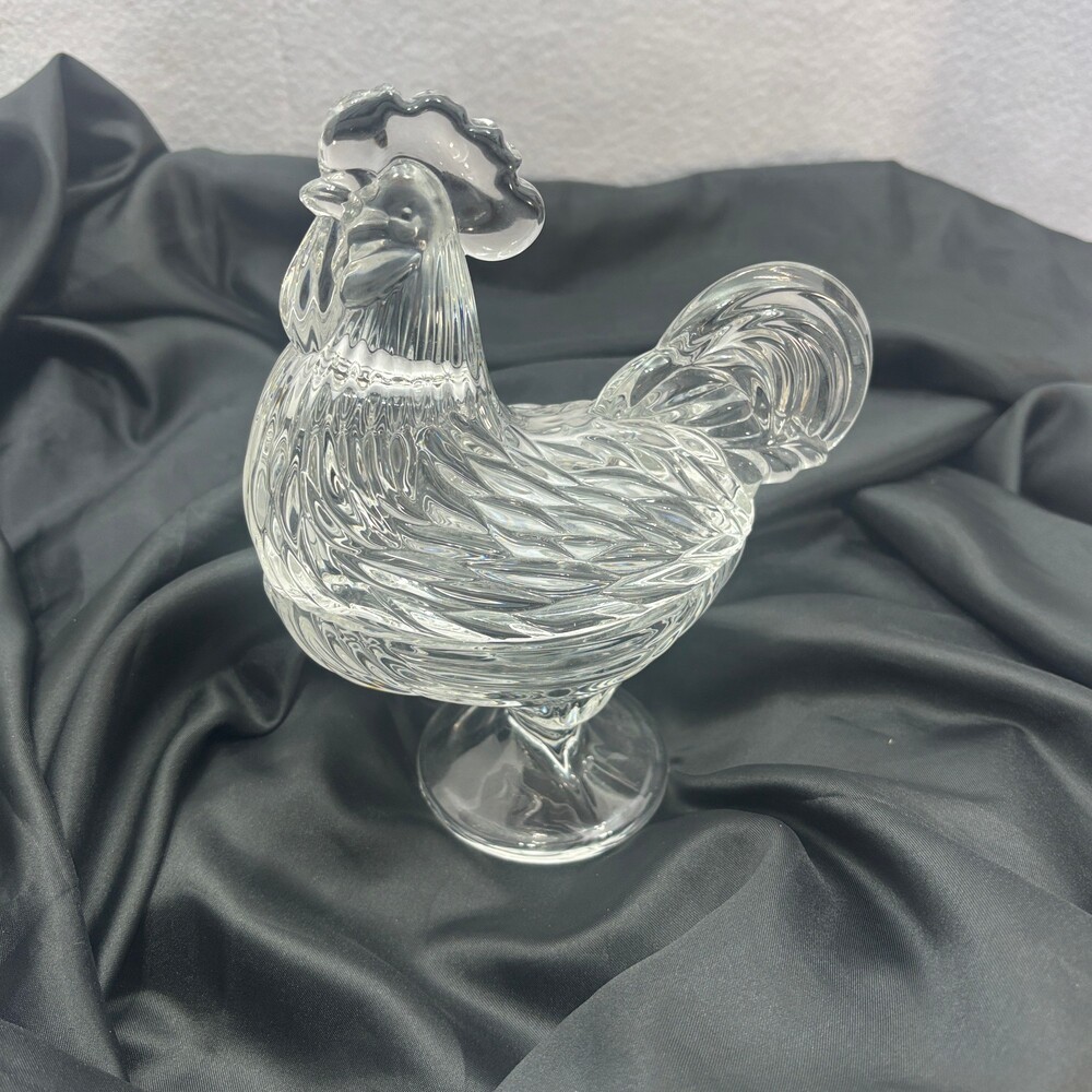 Rooster Figurine Decorative Collectible Art Pressed Decorative Clear Glass